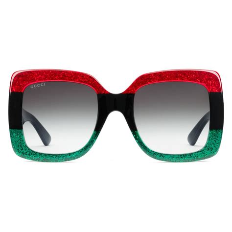 gucci sunglasses black red and green|gucci 56mm square sunglasses.